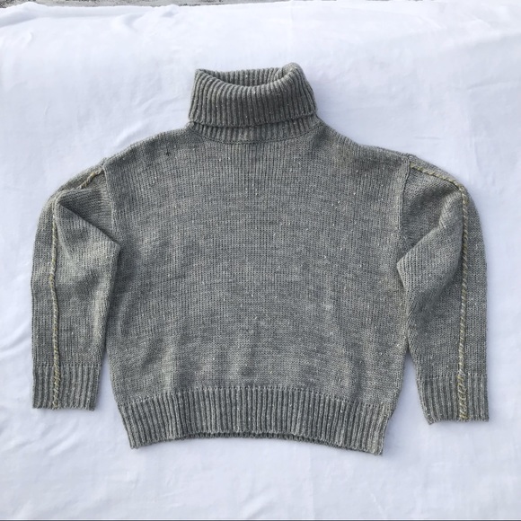 Dee Elly Grey Woven Turtleneck Pullover Sweater - Picture 2 of 12